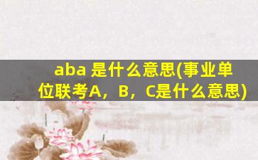 aba 是什么意思(事业单位联考A，B，C是什么意思)